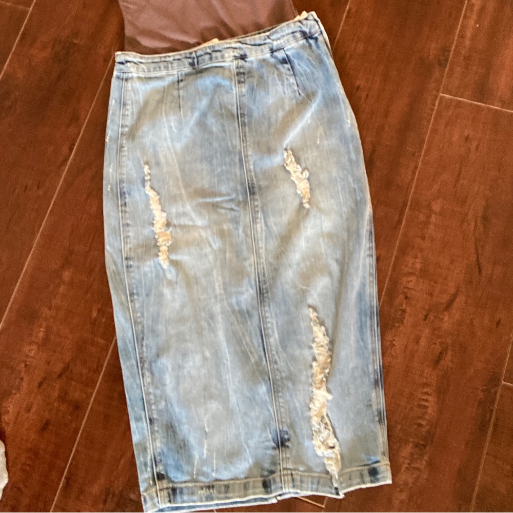 Zara denim midi skirt